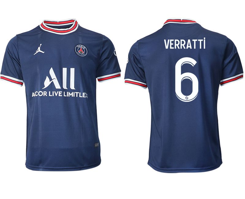 Men 2021-2022 Club Paris St German home aaa version blue #6 Soccer Jersey